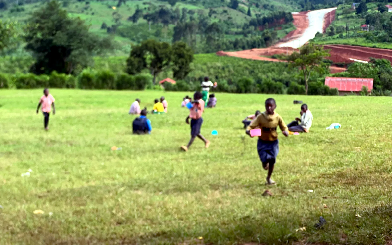 Playtime on the hillside field