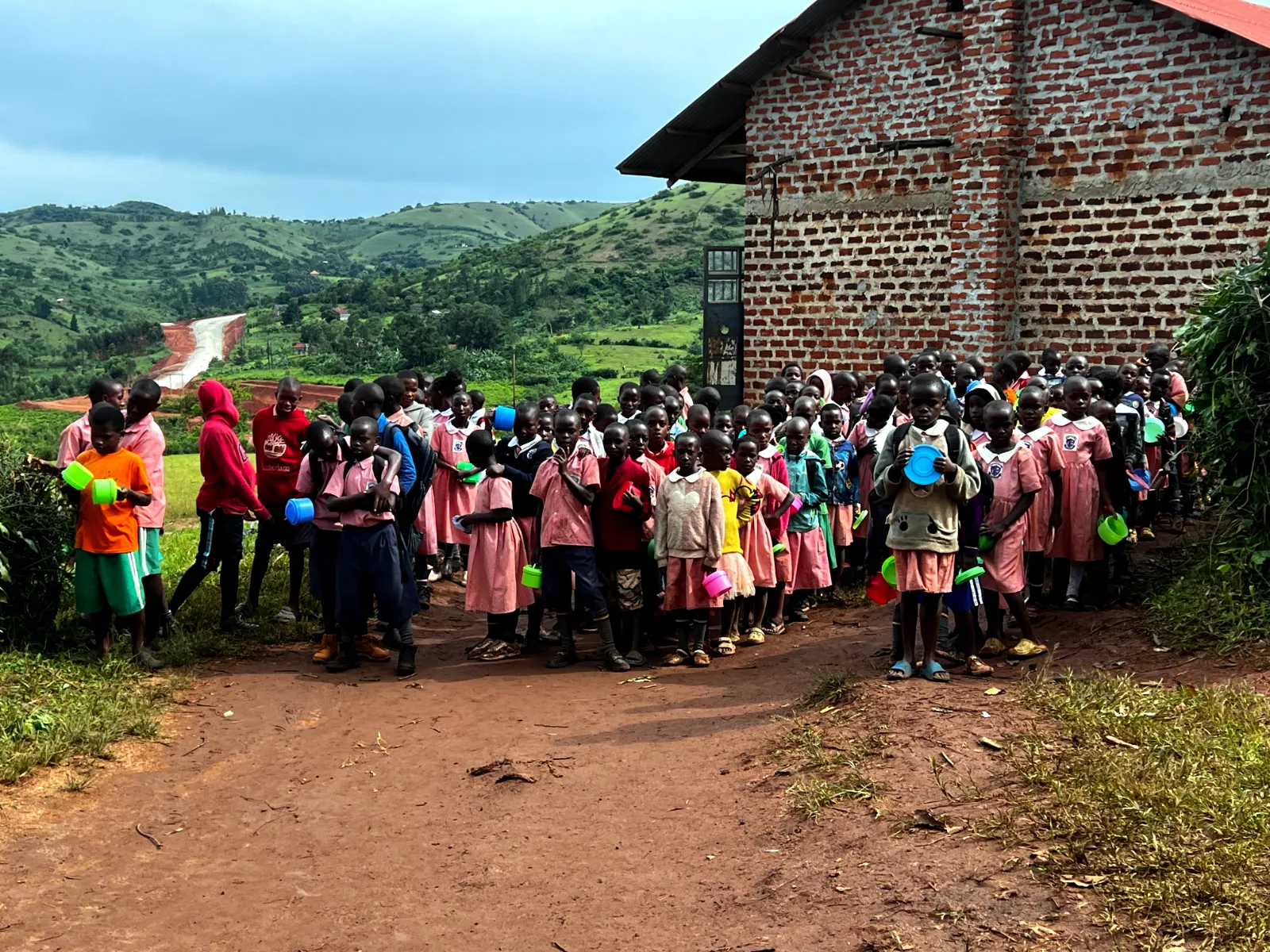 Lining up beside our classrooms